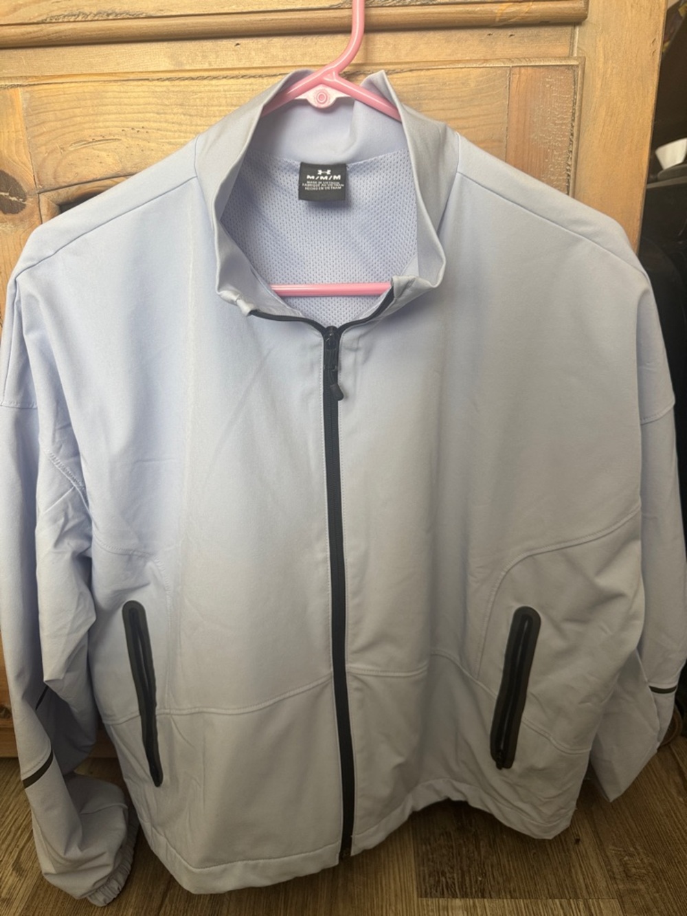 Under Armour Light Gray Full-Zip Lightweight Jacket with Black Trim